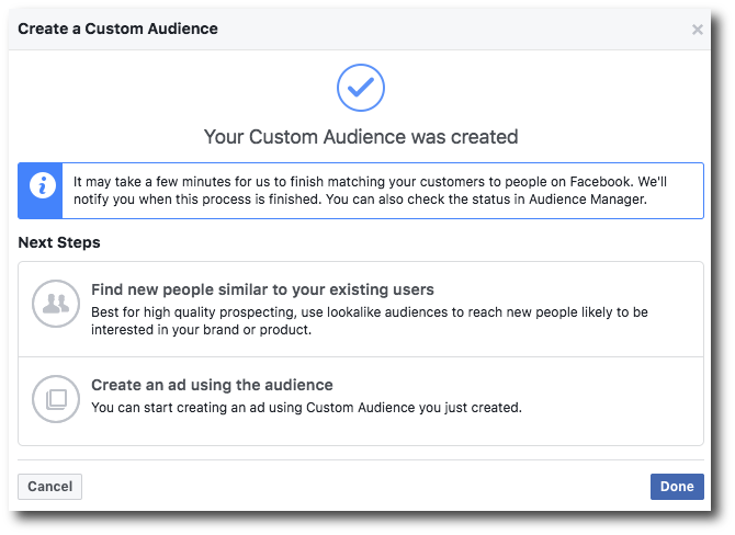 Facebook Custom Audience Complete